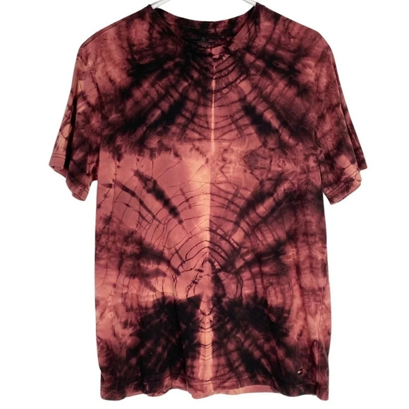 Upcycled Reverse Tie Dye Tee T-Shirt Mens Large Custom Handmade Tommy Hilfiger - Picture 1 of 10